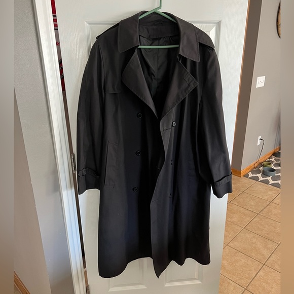 Mens Black Lined Trench Coat Made in USA Sz 42 R - Picture 6 of 10